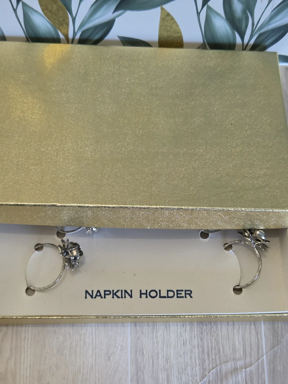 Vintage Silver Tone 3D Rose Napkin Rings Set of 4 in Original Gift Box